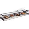 Ristoattrezzature Modello: 99570030111881,Vetrina frigo 1216x380x220h mm refrigerata da banco argento con vetri dritti, porte a ribaltina su entrambi i lati e motore remoto incluso