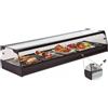 Ristoattrezzature Modello: 99600010111823,Vetrina frigo 2016x410x250h mm refrigerata da banco argento con vetri dritti, porte scorrevoli su entrambi i lati e motore remoto incluso