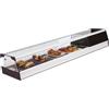 Ristoattrezzature Modello: 99610050060605,Vetrina frigo 1216x410x250h mm refrigerata da banco bianca con vetri dritti, porte scorrevoli su entrambi i lati e motore incorporato