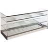 Ristoattrezzature Modello: 99850030111926,Vetrina frigo refrigerata 1216x380x400h mm da banco a tre piani argento con vetri dritti, porta a ribaltina nella parte inferiore, piano liscio e motore remoto incluso