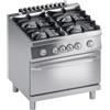 Ristoattrezzature Modello: 112140000052016,Cucina a gas 4 fuochi con fiamma pilota e forno elettrico statico 80x70x85h cm