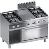 Ristoattrezzature Modello: 112190001732020,Cucina a gas 4 fuochi con fiamma pilota piastra di cottura in ghisa e forno a gas 42.9 kW 120x70x85h cm