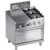 Ristoattrezzature Modello: 112190021722016,Cucina a gas 2 fuochi con fiamma pilota piastra di cottura in ghisa e forno a gas 28.2 kW 80x70x85h cm