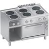 Ristoattrezzature Modello: 112220061772020,Cucina elettrica 6 piastre tonde con forno elettrico ventilato 19.25 kW 120x70x85h cm