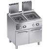 Ristoattrezzature Modello: 112810024332016,Friggitrice a gas su mobile 2 vasche 15+15 lt con comandi elettronici 80x70x85h cm