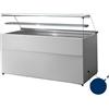 Ristoattrezzature Modello: 113540362856,Banco neutro per esposizione pane vetri dritti con mensola intermedia blu 137,7x94x122,4h cm