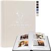 Lanpn Album Fotografico Scrapbooking, Our Memories Piccolo Lino DIY Scrapbook 100 pagine bianche con divisori di cellofan, per foto 9x13 10x15 13x18 cm (Beige, 19x27cm)
