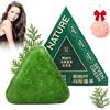 NNBWLMAEE Nature Seven Green Soap Shampoo, Nature Triangle Shampoo Bar, Usman Grass Shampoos Bar, Calming & Strengthens Hair, and Improve Frizziness, Control Oil and Remove Dandruff, with a Foaming Net (1PC)