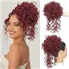 Yfsmyxgs Extension per chignon con elastico e coulisse, soffici e disordinati, con lunghi viticci ricci, capelli sintetici, per coda di cavallo, per uso quotidiano (rosso vinaccio)
