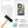 DINGSEN Kit di piastre per stampa in gel, set completo per la stampa con piastra in gel da 12,7 x 17,8 cm, Brayer, colori ad acquerello, carta da stampa A5 e strumenti essenziali per arte mista