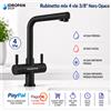 Rubinetto 4 Vie Nero Opaco per Osmosi 3/8 Idropan