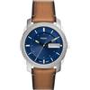 Fossil Orologio Machine da uomo, movimento al quarzo con data a tre lancette e cinturino in pelle o acciaio inossidabile, 42 mm, Blu