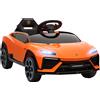 AIYAPLAY Macchina Elettrica per Bambini Licenza Lamborghini con Clacson e Telecomando, 101.5x49x43 cm, Arancione | Aosom Italy