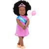 OG DOLLS Our Generation - Kehlani - Bambola di compleanno da 46 cm - Occhi marroni e capelli neri ricci realistici - Abito rosa e accessori per feste - Giocattolo per bambini dai 3 anni in su