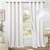 Lajode - Tende oscuranti in lino per soggiorno, 132 x 213 cm, 2 pannelli | Tende oscuranti per soggiorno e camera da letto, colore bianco puro, isolamento termico, con occhielli