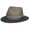 Stetson Romaro Toyo Traveller Cappello di Paglia da Uomo - in Viscosa - Protezione UV 40+ - Tesa Larga - con Nastro Decorativo in Gros-Grain a Righe - Primavera/Estate Grigio M (56-57 cm)
