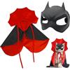 JUAEYIDDS Set di 2 pezzi Costumi Vampiro per Cane e Gatto Halloween Bat GattoMask Maschera divertente nera da pipistrello per gatti Abbigliamento Vampiro per Cane Gatto