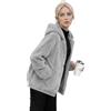HEONSATI Donna Felpa Pile Giacca in Peluche a Maniche Lunghe Giacche Teddy Ampia Cappotto Fine Fleece con Zip e Cappuccio Outdoor Giacche in Pile Sherpa Versione Loose Del Calda Autunno e Inverno