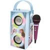 Lexibook Disney Frozen - Altoparlante portatile Bluetooth con microfono, effetti di luce, karaoke, wireless, USB, scheda SD, batteria ricaricabile, blu/viola, BTP180FZZLXB