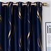 MYRU Set di 2 tende oscuranti a righe lussuose per camera da letto e soggiorno (blu navy e oro, 5,1 x 167,6 x 213,3