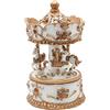 Dekohelden24 Carillon carosello con Suono, in Poly Oro Bianco con Pietre Arancioni, Dimensioni (L x P x A) 14 x 8 x 14 cm