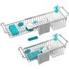 FavoThings Supporto per spugna da appendere al lavandino della cucina, espandibile, per spugne, spazzole, sapone, strofinacci, 36,8 cm a 55,9 cm, in acciaio inox