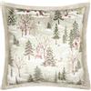 furn. Cuscino imbottito in piuma Forest Festivities - Cuscino natalizio in velluto con retro e finiture in pelliccia sintetica (naturale - 50x50cm)