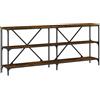 vidaXL Tavolo Consolle Rovere Fumo 180x30x75cm Legno Multistrato Ferro