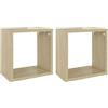 vidaXL Mensole Parete a Cubo 2 pz Rovere Sonoma 26x15x26 cm