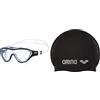 ARENA The One Mask Occhialini Nuoto Anti-Appannamento Unisex Adulto, Maschera Piscina con Grandi Lenti, Protezione UV & Classic Silicone, Cuffia Unisex Adulto, Nero (Black-Silver), Taglia Unica