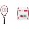 Wilson Federer, Wrt30480U3 Racchetta Da Tennis Per Giocatori Principianti E Amatoriali Unisex Adulto, Rosso/Nero, L3 & Pro Feel, Antivibrazione Con Logo Per Racchetta Unisex-Adulto, Rosso/Argento