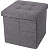 INTRECCI Pouf Contenitore, Puffo per Sedersi, Pouf Poggiapiedi, in Tessuto, Quadrato, 38x38x38 cm, Imbottito, Versatile, Facile da Pulire. Colore: Grigio