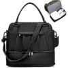HPLQQ Borsone da Viaggio Donna Bagaglio a Mano Ryanair 40x30x20, Borsa Sportiva Borsone da Palestra con Scomparto per le Scarpe, Borsa da Weekend, Ospedale Parto, Danza,D01-Nero