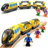 TOPLIVING Treno A Batteria Con Locomotiva E Vagoni Magnetici, Giallo, Compatibile Con Binari In Legno (Brio, Thomas)