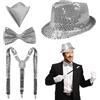 NebulaGlam Accessori Glitter da Uomo, Accessori per Costumi Discoteca Anni 70, Paillettes Accessori per Costumi Discoteca, per Serate Rave, Spettacoli Jazz, Hip-hop, Dance (Argento)
