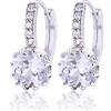 Gulicx, orecchini a cerchio in argento Sterling 925 e zirconia cubica, pietra con taglio quadrato e argento, colore: White, cod. SE02H