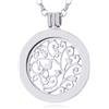 Morella Collana Donna in Acciaio Inox con Coins Moneta amuleto Ciondolo Rotondo 33 mm Fiori Primaverili Color Argento in Sacchetto di Velluto