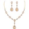 Clearine Orecchini Matrimonio Nuziale Zirconia cubica lacrima Y Collana And Gioielli Set per Donna
