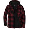 igeekwell Giacca in pile da uomo, giacca invernale con cappuccio, giacca a scacchi per l'inverno, in flanella, con fodera in pile e chiusura lampo, giacca termica per esterni, Colore: rosso, XL