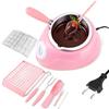 Natudeco Scioglie Il Cioccolato Elettrico, Set per fonduta di cioccolato elettrico con 10 forchette, 2 temperature per sciogliere e mantenere in caldo, Kit fai da te per sciogliere il cioccolato(Rosa)