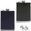 Flanacom 2x Fiaschette con Imbuto Set - 8 Once, 227 ml - Antiruggine - Tinta nera o Tinta verde - Design Nobile Militare - per Liquori ed Alcolici di Ogni Tipo - Bottiglia Tascabile
