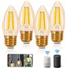 Aigostar Lampadine WiFi Alexa E27 Smart Lampadina Edison C35 4.5W 470lm Lampadine Smart Retrò Dimmerabile 2700K-6500K bianco freddo caldo, Compatibile Con Alexa, Google Home, ámbar 4 pezzi