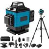 Uadme Livella Laser Autolivellante 360, Livelle Laser 16 Linee, Livella Laser con Treppiede, Supporto Rotante, Telecomando, Base Magnetica (Blu e Nero)
