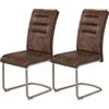 Hela Tische Paula Set di 2 sedie cantilever, con rivestimento in stile vintage di colore grigio fango, struttura tubolare circolare in acciaio inox, impugnatura ad arco, portata da 140 kg
