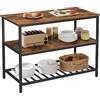 VASAGLE Isola da Cucina con Ampio Piano di Lavoro, Scaffale a 3 Livelli, Struttura in Acciaio, 60 x 120 x 90 cm, Stile Industriale, Facile da Montare, Marrone Vintage e Nero KKI01BX