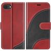 BoxTii Cover per iPhone 16E, Custodia in PU Pelle Portafoglio, Magnetica Flip Cover a Libro con Slot per Schede per iPhone 16E, Rosso
