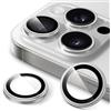 JETech Pellicola Fotocamera per iPhone 16 Pro 6,3 Pollici e iPhone 16 Pro Max 6,9 Pollici, 9H Vetro Temperato Cover Anello Individuale in Metallo, HD Chiaro, 1 Set (Titanio Bianco)