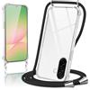 Micnkifo Cover con Cordino per Samsung Galaxy A56, Trasparente Silicone Sottile Morbido Custodia con Regolabile Collana Laccio Tracolla, Antigraffio Antiurto Proteggere Case con Corda, Nero