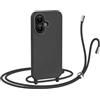N NEWTOP Cover CV35 Compatibile iPhone 17, Custodia TPU Silicone Semi Rigido Case Liscia Guscio Laccio Tracolla Cellulare Girocollo Collana Protettiva Anti Urto Laccetto Regolabile (Nero)