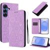LSPCASA Protettiva Case Per Samsung Galaxy S25/S24 5G Pollici Pelle Artificiale Cover S25/S24/SM-S931B Con Slot Per Schede Cover Funzione Supporto Custodia, Viola